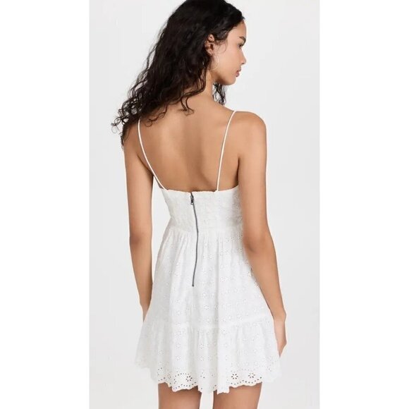alice + olivia Fae Eyelet Embroidery Fit Flare Mini Dress White Womens Size 14 - Picture 5 of 13
